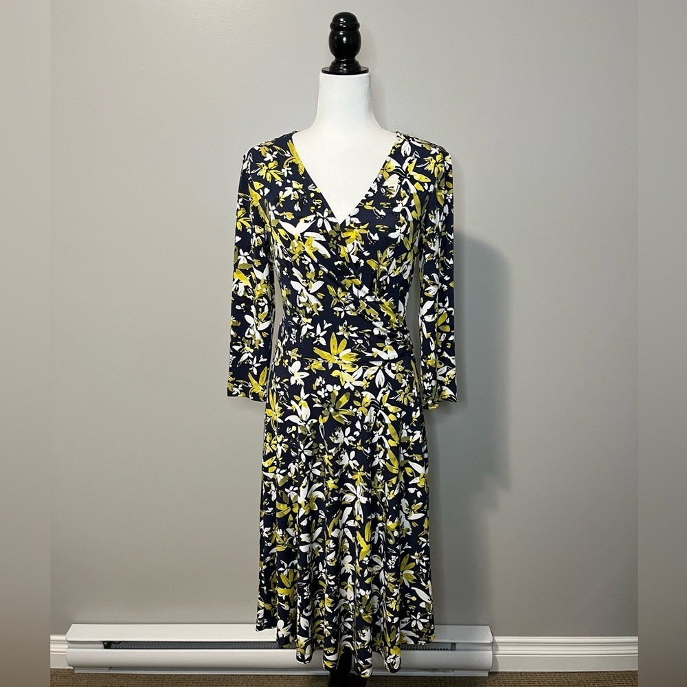 Long Tall Sally Floral Print Wrap 3/4 Sleeve V-Neck Dress